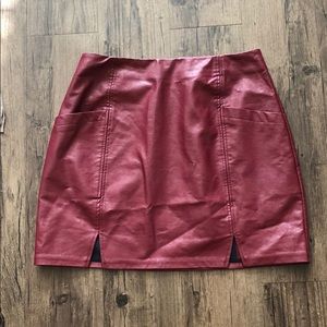 Minkpink Red Faux Leather Skirt